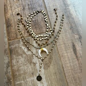 Raw & Rebellious Boho Layered Necklace Bundle– Crescent Moon, Beaded, Coin Charm